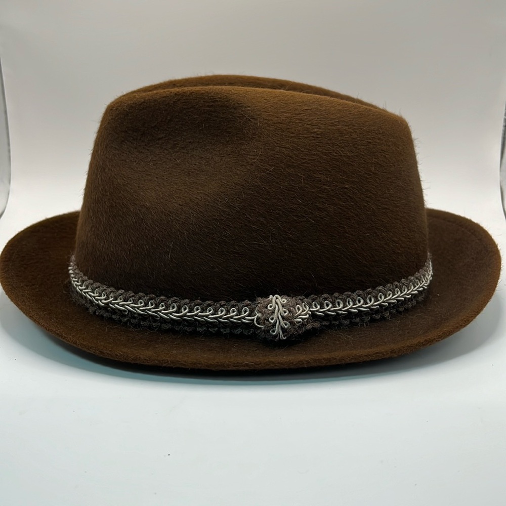Unisex Brown Genuine Fur Felt Fedora Hat size 7 1/8. Robert Hall